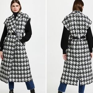 Cinq a Sept Melissa Wrap Coat Black White Houndstooth Size M